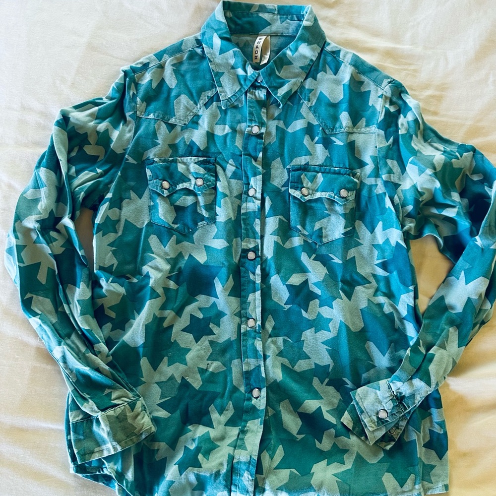 Roper Blue and White Kids Button Down Shirt